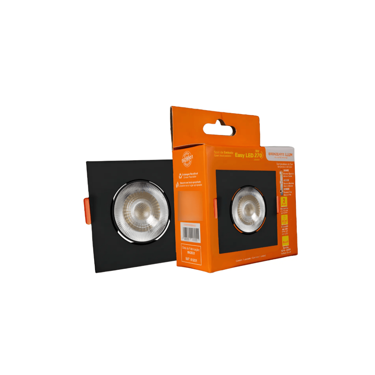 Imagem do produto Bronzearte Spot Easy Preto de Embutir Quadrado 3W 6500K
