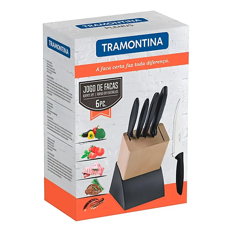 Imagem do produto Tramontina Jogo de Facas com Cepo 6 Peças Plenus Preto