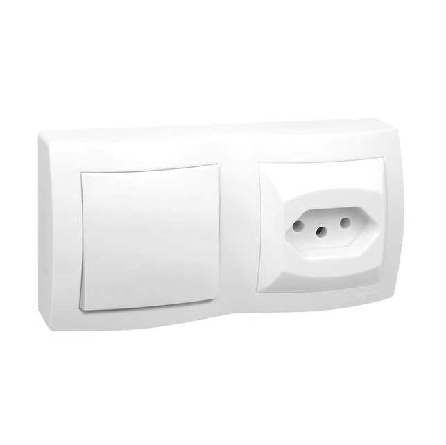 Imagem do produto Pial Legrand Conjunto de Sobrepor Interruptor Simples + Tomada 2P+T 20A Sistema X Branco