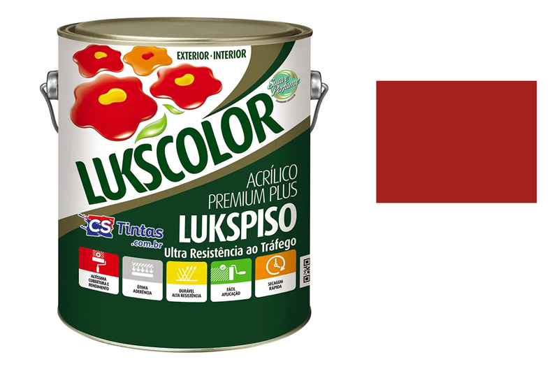 Imagem do produto Lukscolor Tinta Acrílica Premium Lukspiso Vermelho 3,6L