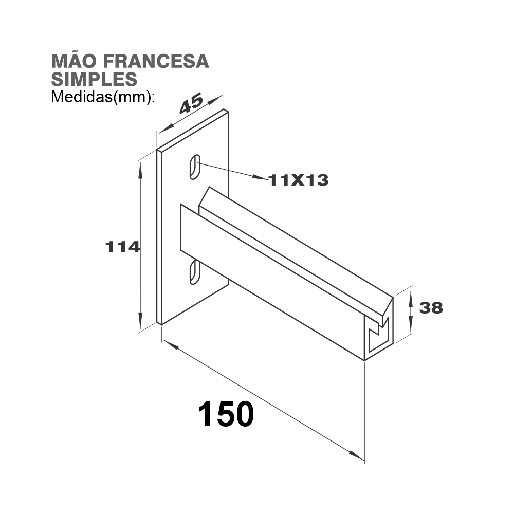 Imagem do produto Mão Francesa Simples 20cm