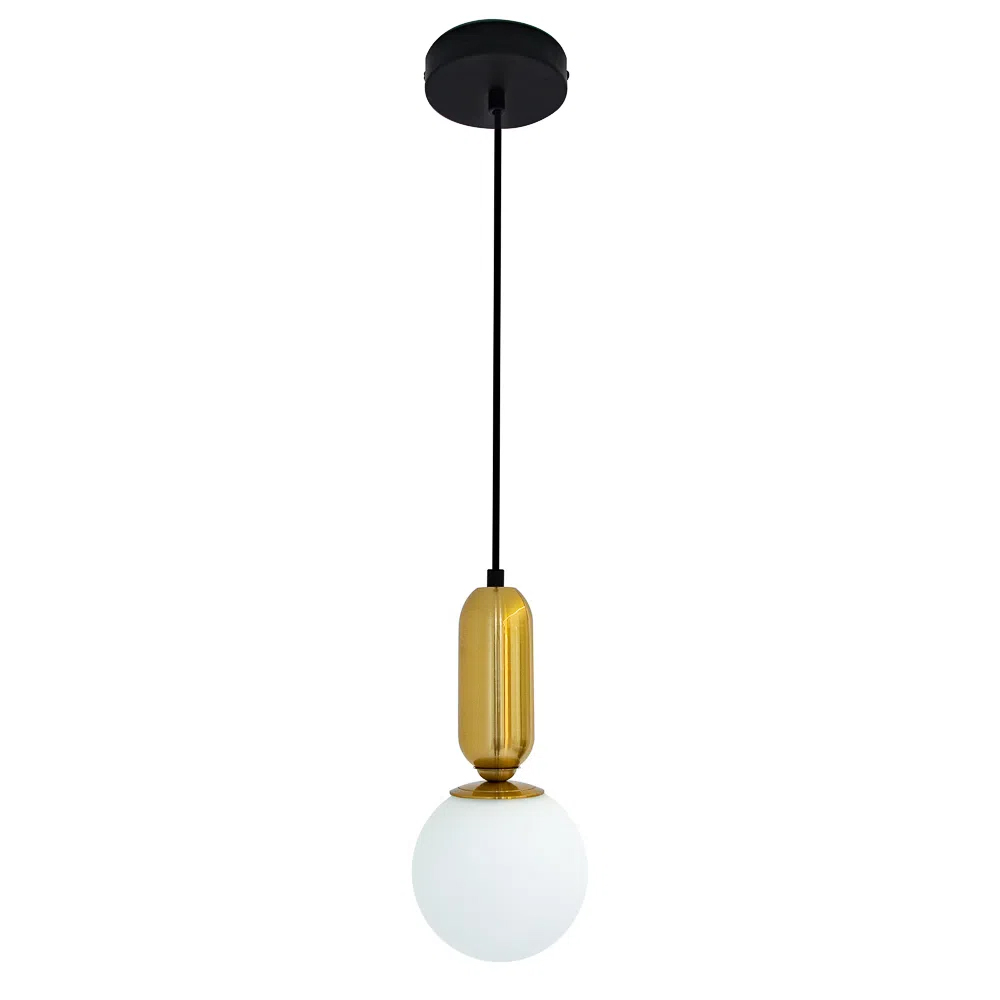 Imagem do produto Bella Lustres Pendente Cuíca 15 x 31,5 E27 40W Bronze/Branco HL008S