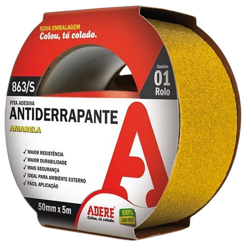 Imagem do produto Adere Fita Antiderrapante Amarela 863S 50 mm x 5 m