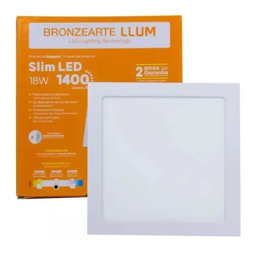 Imagem do produto Bronzearte Plafon Painel LED de Embutir Quadrado 18W 4000K Bivolt