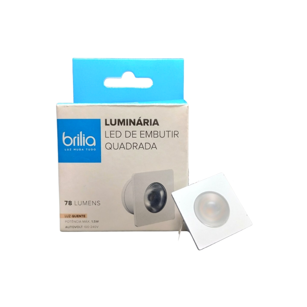Imagem do produto Brilia Luminária LED de Embutir Quadrada 1W Bivolt 2700K 432921 Branca
