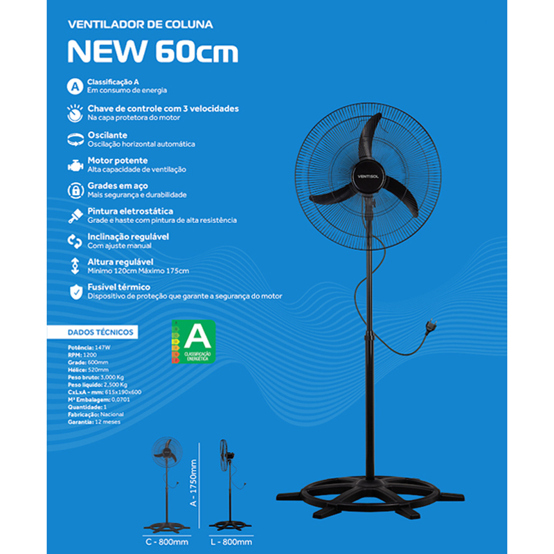Imagem do produto Ventisol Ventilador de Coluna 60 cm 127V