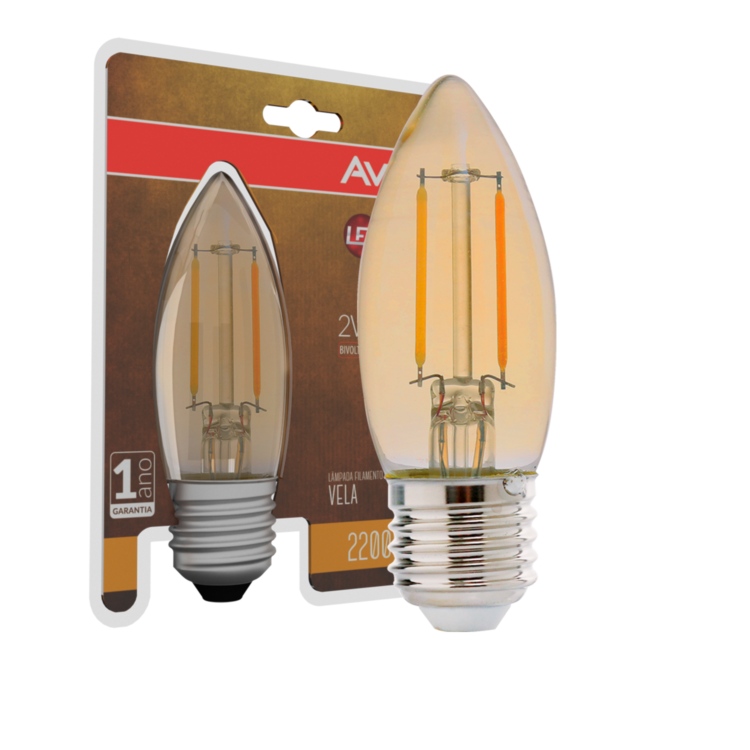 Imagem do produto Avant Lâmpada Retrô Vela E27 2W Bivolt 2200K Luz Ambar