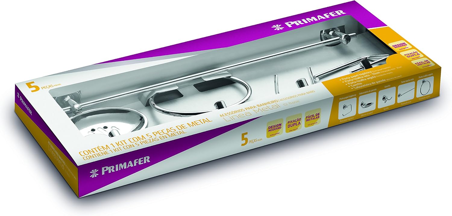 Imagem do produto Atlas Kit Acessórios para Banheiro 5 Peças Primafer Metal