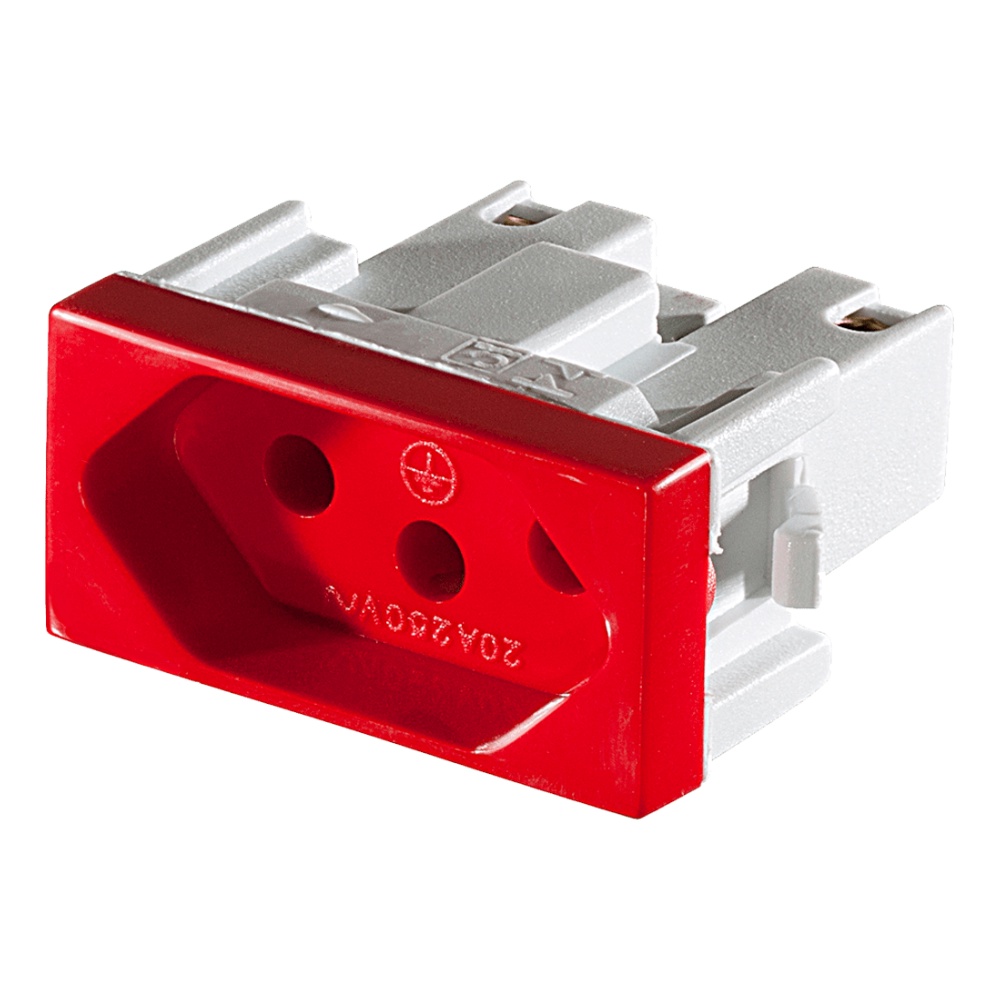 Imagem do produto Mec Tronic Conjunto com Placa Tomada Vertical 2P+T Vermelha 20A Petra