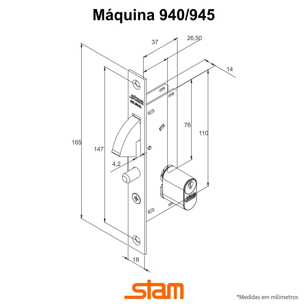 Imagem do produto Fechadura 940 Bico de Papagaio Gorje Inox Stam