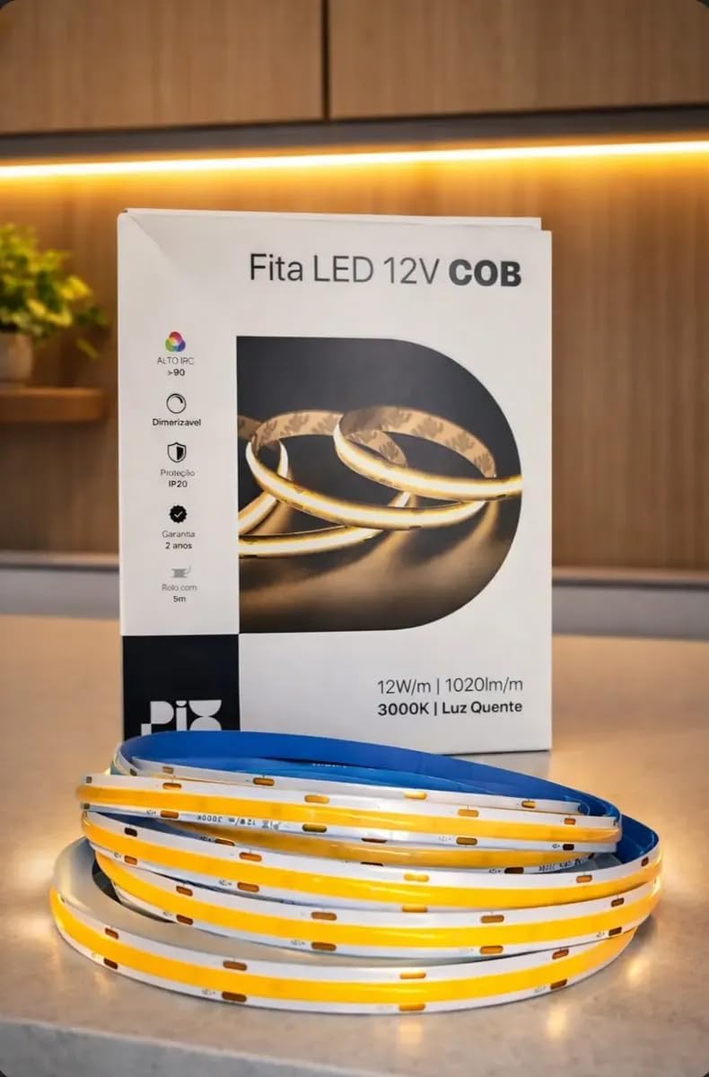 Imagem do produto Pix Fita LED COB 12W 12V 3000K IP20 5M
