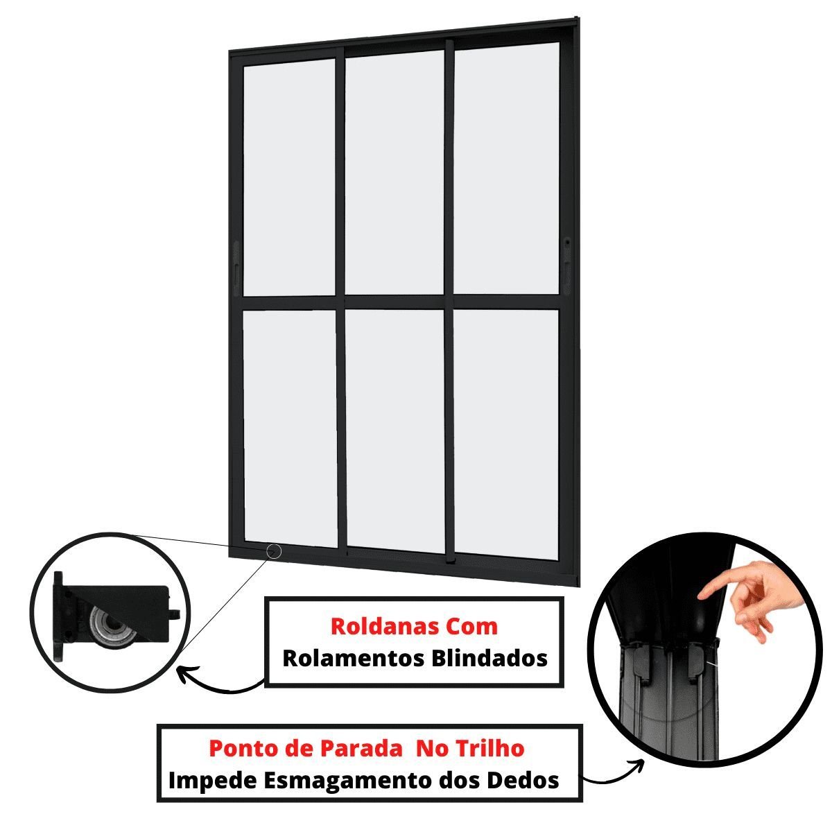 Imagem do produto Atlantica Porta Correr Vd 3Fl Magnum 2100X2000 Pt Atlan 80595