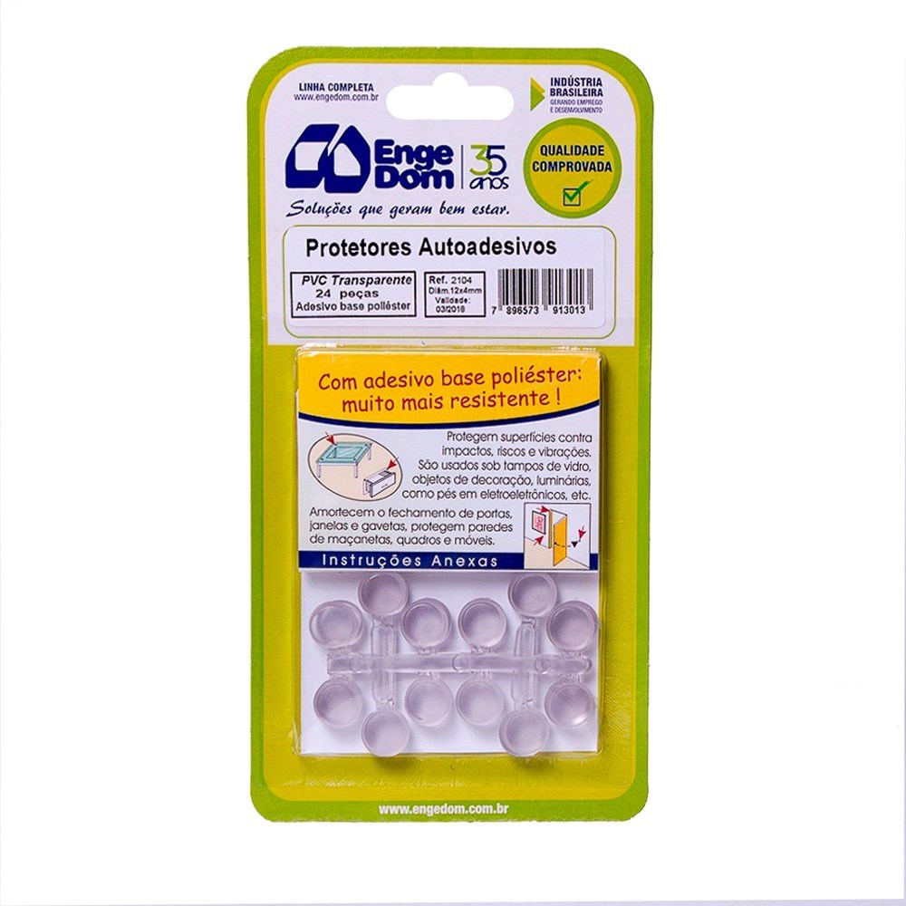 Imagem do produto Protetor PVC Translúcido 12x4mm (24 peças) Adesivo Base Redonda Engedom