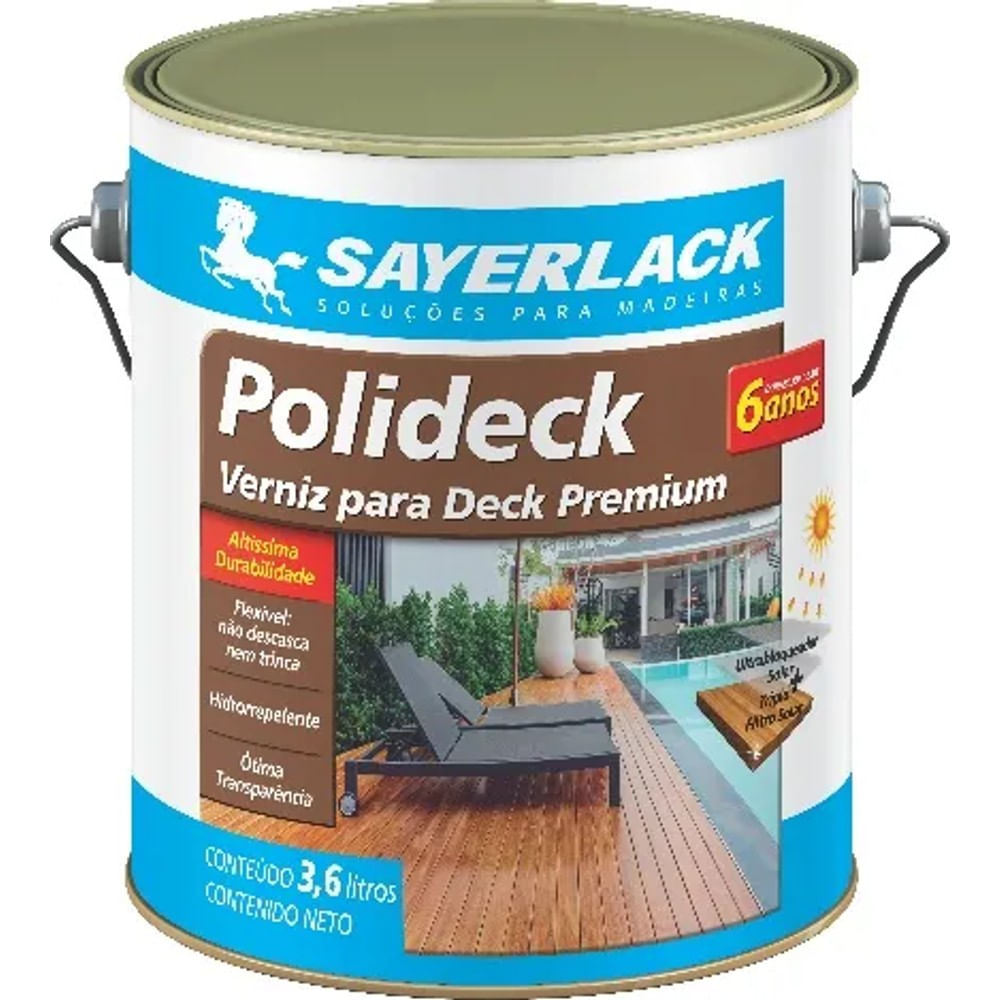 Imagem do produto Sayerlack Verniz Polideck Natural Semi Brilho Galão 3,6 L
