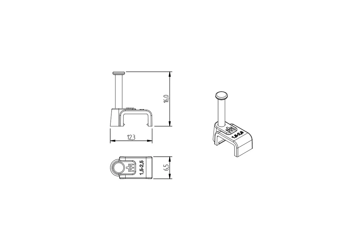 Imagem do produto Mec Tronic Fixador de Cabo Paralelo 4,0 mm Branco com Prego de Aço 20 Peças