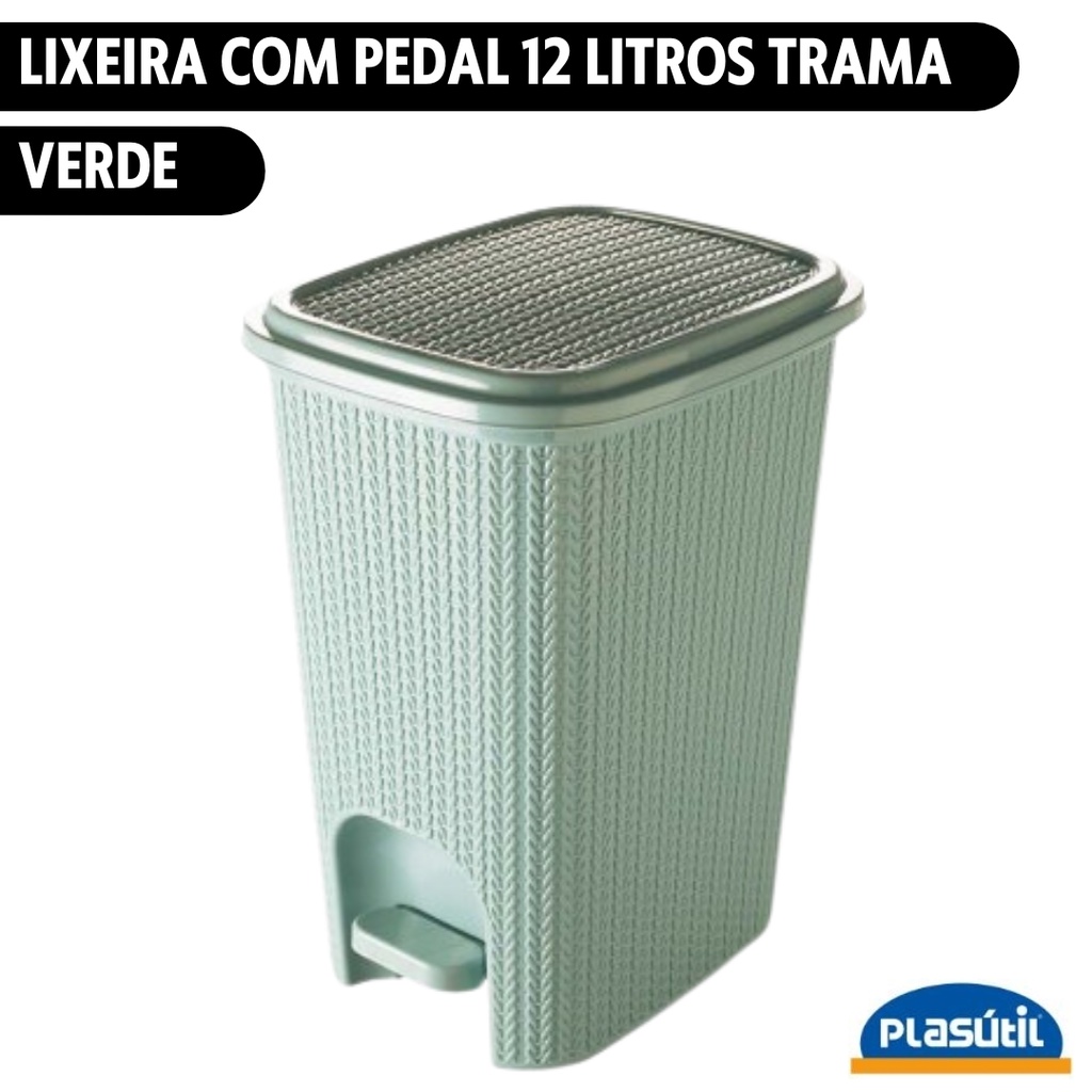 Imagem do produto Plasutil Lixeira com Pedal Trama 12 L Verde 1098