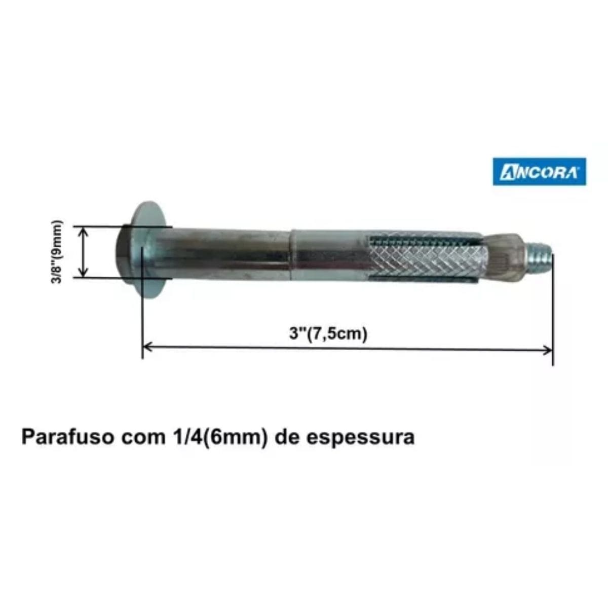 Imagem do produto Âncora Chumbador CBA com Parafuso 1/4" x 3"