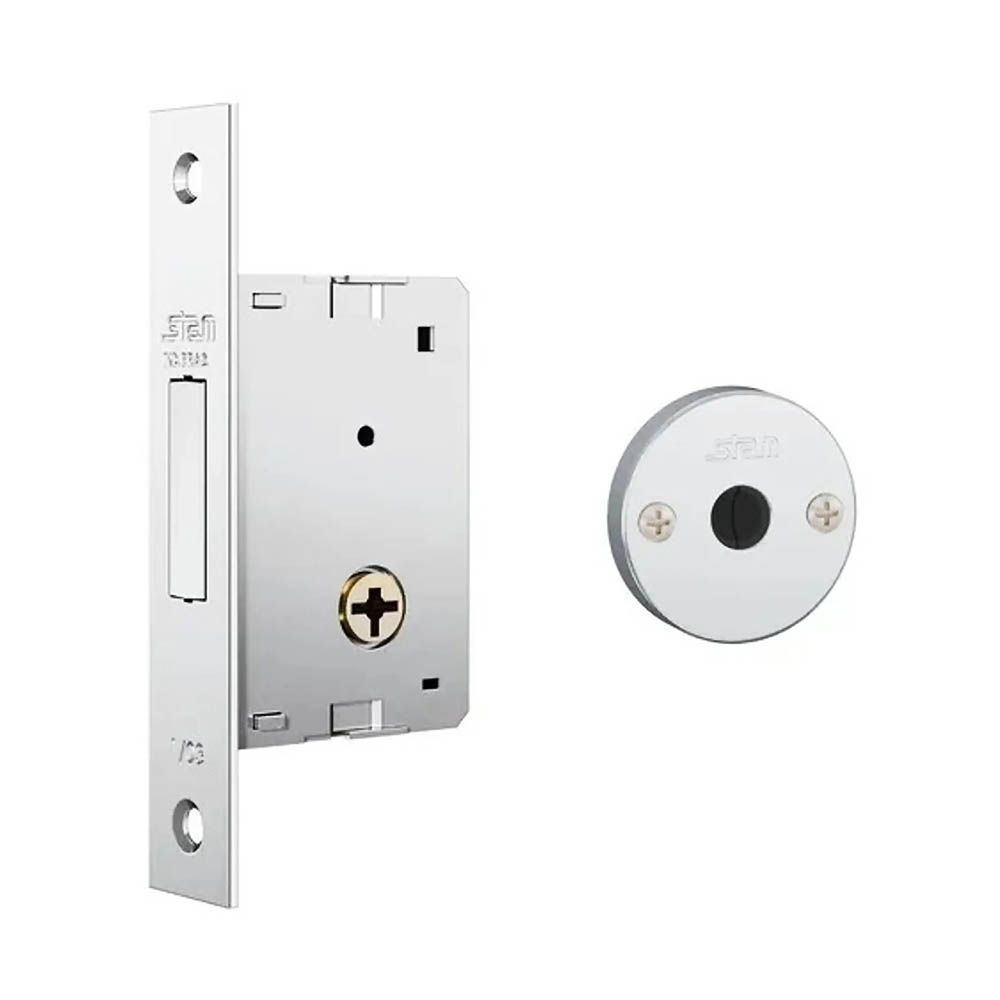 Imagem do produto Fechadura Auxiliar 1002 Roseta Redonda Inox (Par) Trava Tetra Stam