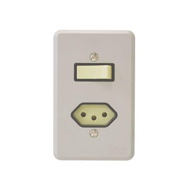 Imagem do produto Pial Legrand Conjunto Completo 1 Interruptor Paralelo e 1 Tomada com Placa 4x2 Silentoque Cinza