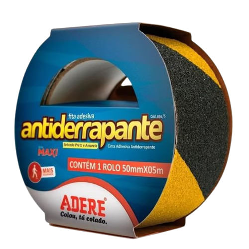 Imagem do produto Adere Fita Antiderrapante Preta/Amarela 866S 50 mm x 5 m