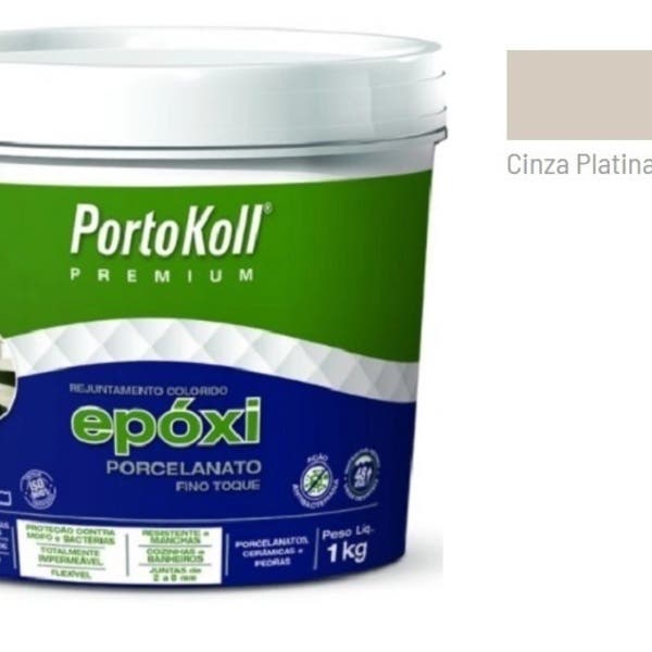 Imagem do produto Rejunte Epóxi para Porcelanato Cinza Platina 1kg Portokoll