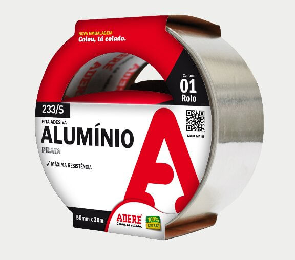 Imagem do produto Adere Fita Adesiva de Alumínio Prata 233S 50 mm x 30 m