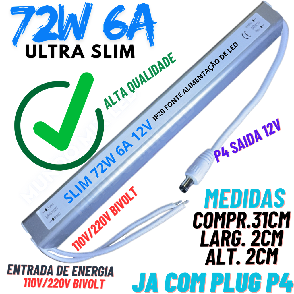 Imagem do produto Nobre Fonte Slim 12V 6A 72W 85-265V Fn-120560