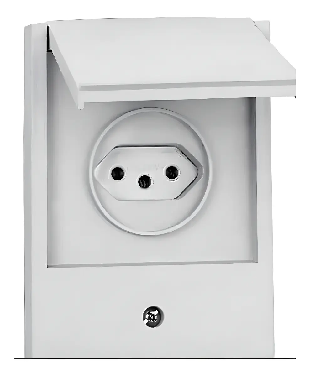 Imagem do produto Pial Legrand Conjunto Tomada 2P+T 10A 250V~ Aquatic Cinza com Placa e Tampa IP55