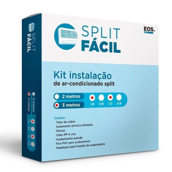 Imagem do produto Frigelar Kit de Instalação Split Fácil EOS 3 m 12.000 a 18.000 BTUs