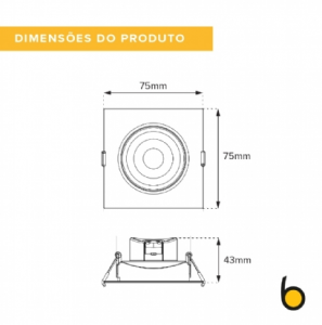Imagem do produto Brilia Spot LED Downlight Quadrado MR11 3W 6500K