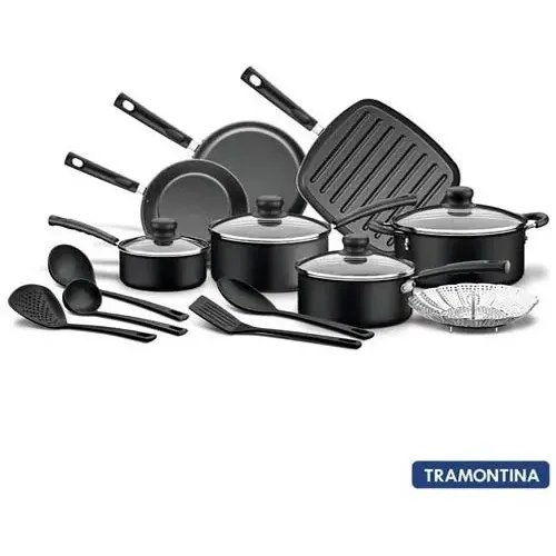 Imagem do produto Tramontina Jogo de Panelas e Utensílios Versalhes em Alumínio com Revestimento Antiaderente 13 Peças Vermelho