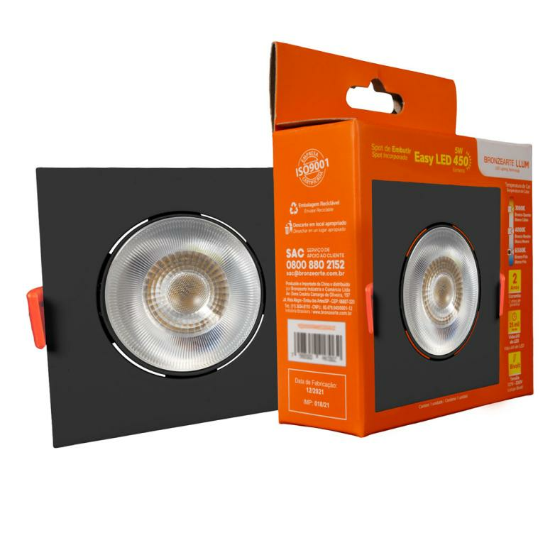 Imagem do produto Bronzearte Spot de Embutir Easy LED Quadrado Preto 5W 3000K