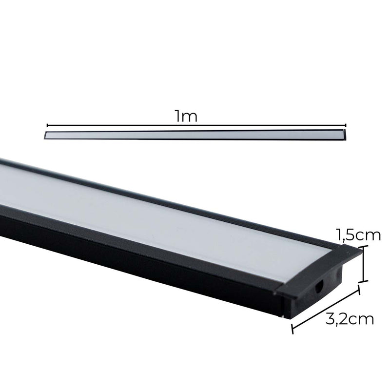 Imagem do produto Perfil de Led de Embutir 32x10mm Preto (ID0240) 3m I9