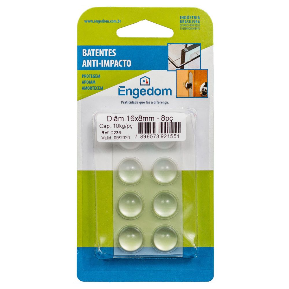 Imagem do produto Engedon Batente Anti-Impacto PU Transparente Diâmetro 16x8 mm com 8 Peças