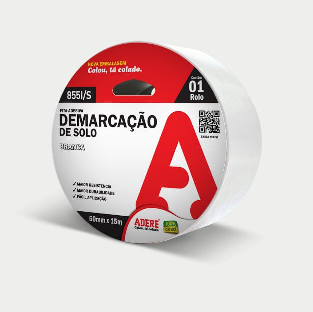 Imagem do produto Adere Fita Demarcação de Solo Branca 855I/S 50 mm x 15 m