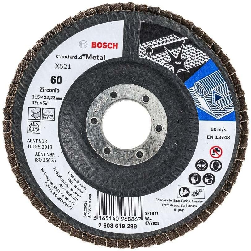 Imagem do produto Bosch Disco de Lixa Flap Zircônia 4 1/2" G 60 2608619289