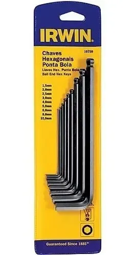 Imagem do produto Irwin Jogo 9 Peças de Chaves Hexagonais Longas com Ponta Esférica 1,5 a 10mm