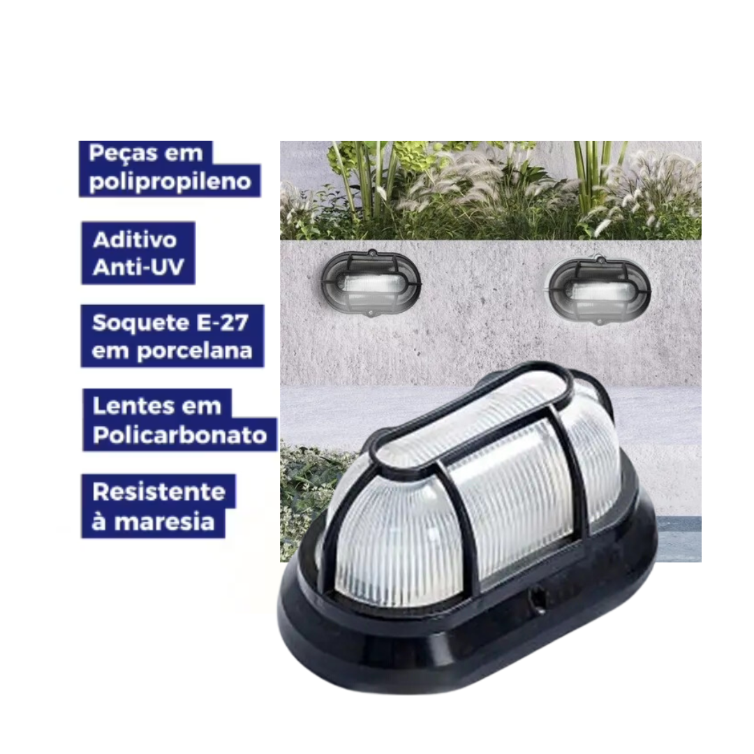 Imagem do produto Dm Lumi Luminária Tartaruga 206 Injetada Pirâmide com Grade Preta VF