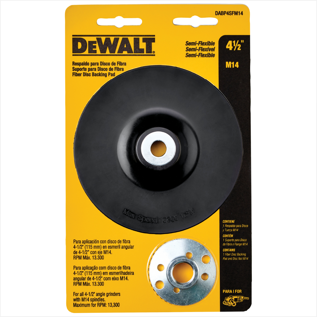 Imagem do produto Irwin Disco Suporte de Borracha DeWalt 4.1/2" (115mm) Semi Flexível M14 (DABP4SFM14)