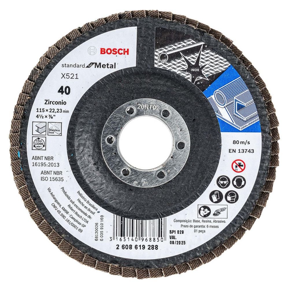 Imagem do produto DISCO LIXA FLAP ZIRC BOSCH 4.1/2 G 40 2608619288