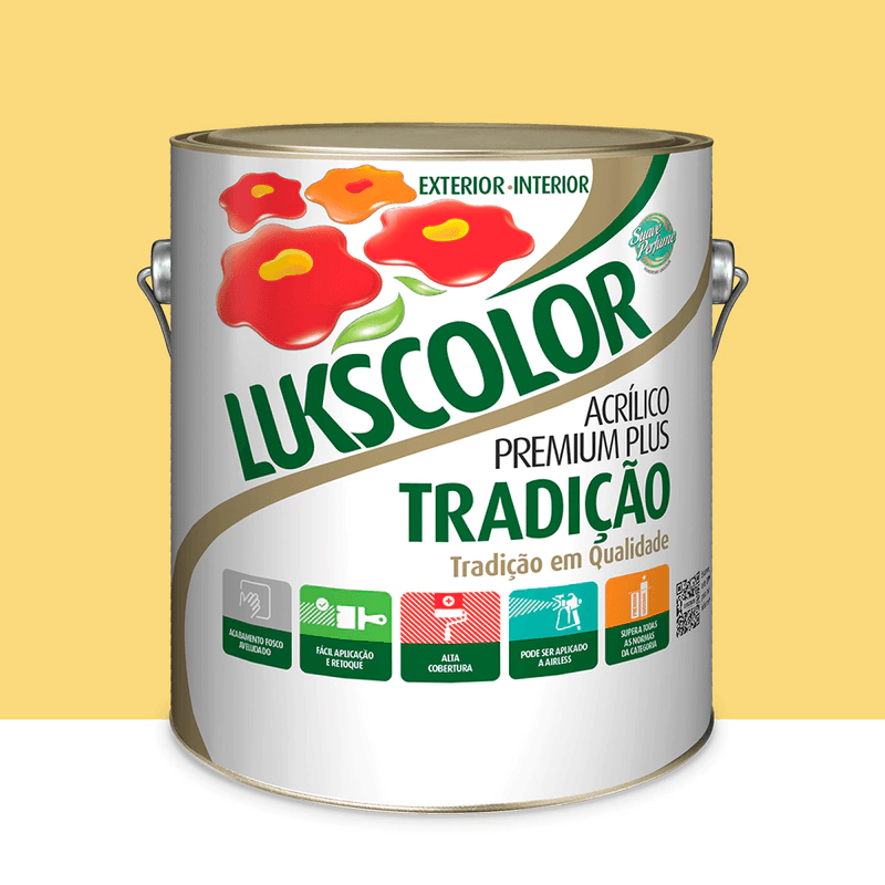 Imagem do produto Lukscolor Tinta Acrílica Premium Supra Fosca Amarelo Canário 3,6L