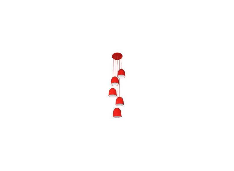 Imagem do produto Forma Da Luz Pendente Cascata Bell Vermelho 5 Lâmpadas