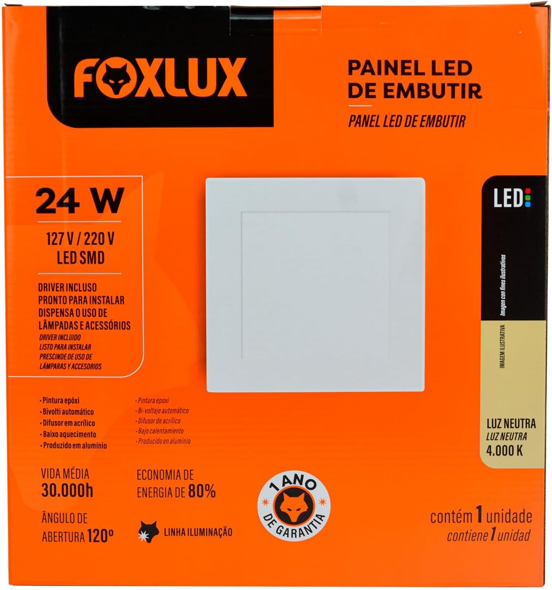 Imagem do produto PLAFON LED QUAD EMB 24W 4000K FOX