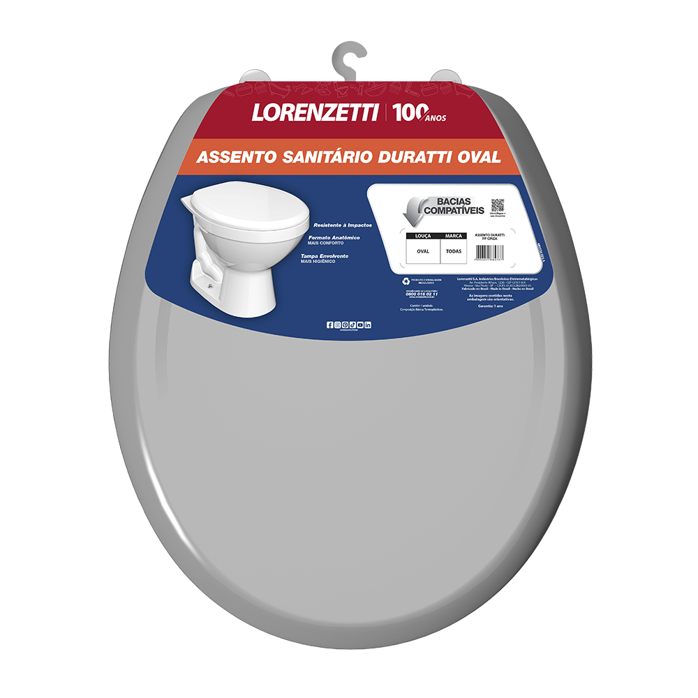 Imagem do produto Lorenzetti Duratti Assento Sanitário Oval Cinza