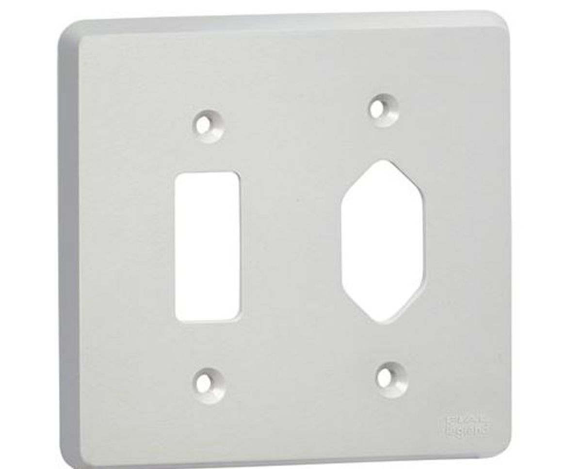 Imagem do produto Pial Legrand Placa 4x4 para 1 Tomada Retangular e 1 Posto Separado (TOM+1S) Clássica Cinza