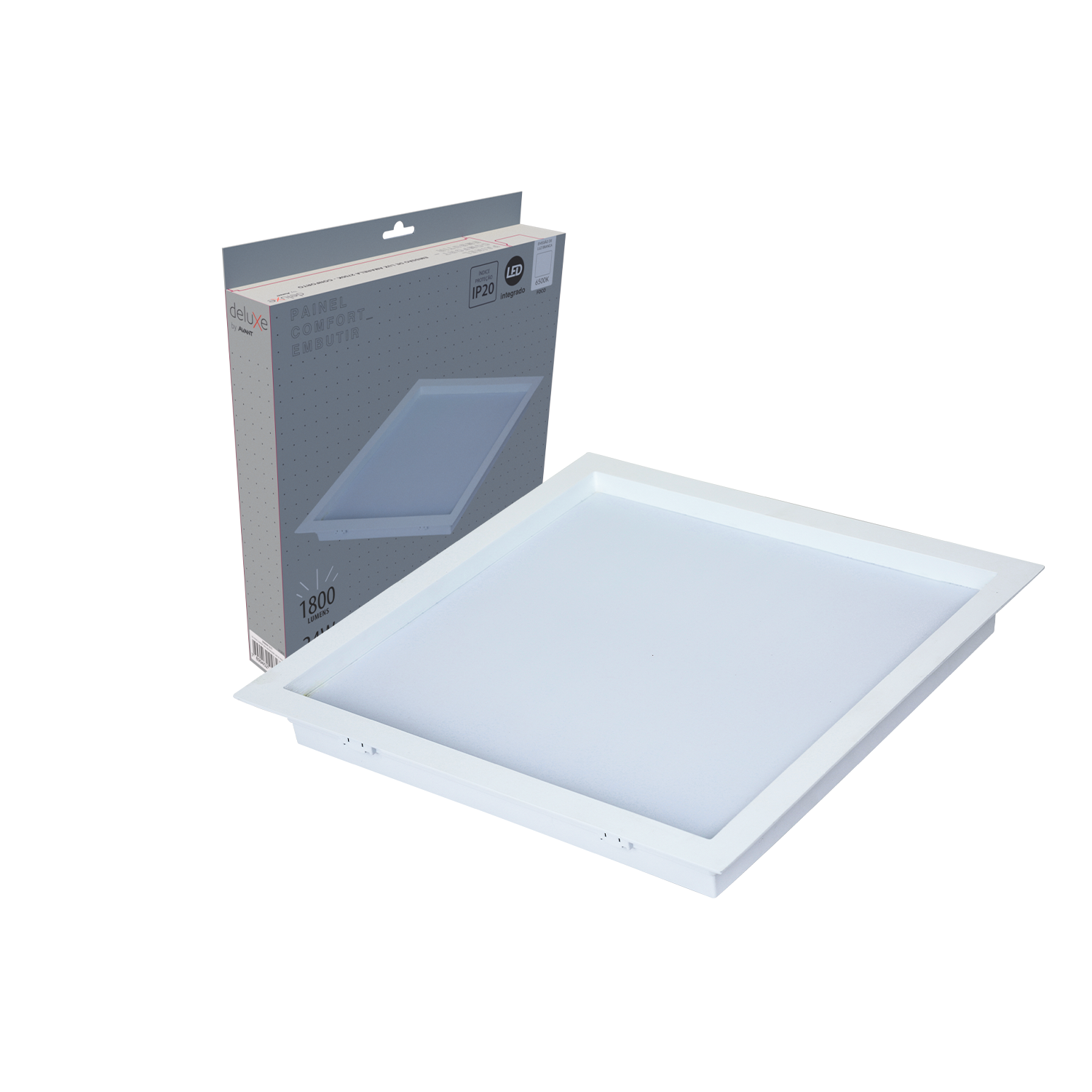 Imagem do produto Avant Painel LED Plafon Recuado Comfort de Embutir Quadrado 24W Bivolt 6500K Luz Branca