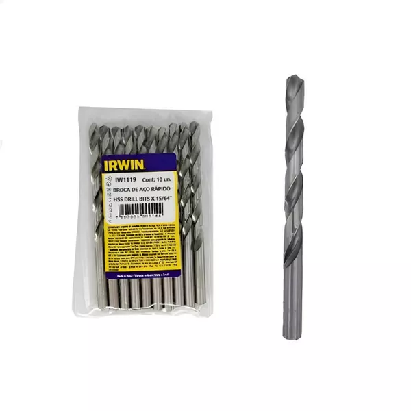 Imagem do produto Irwin Broca para Metal Aço Rápido HSS 15/64 Pol 5,95mm