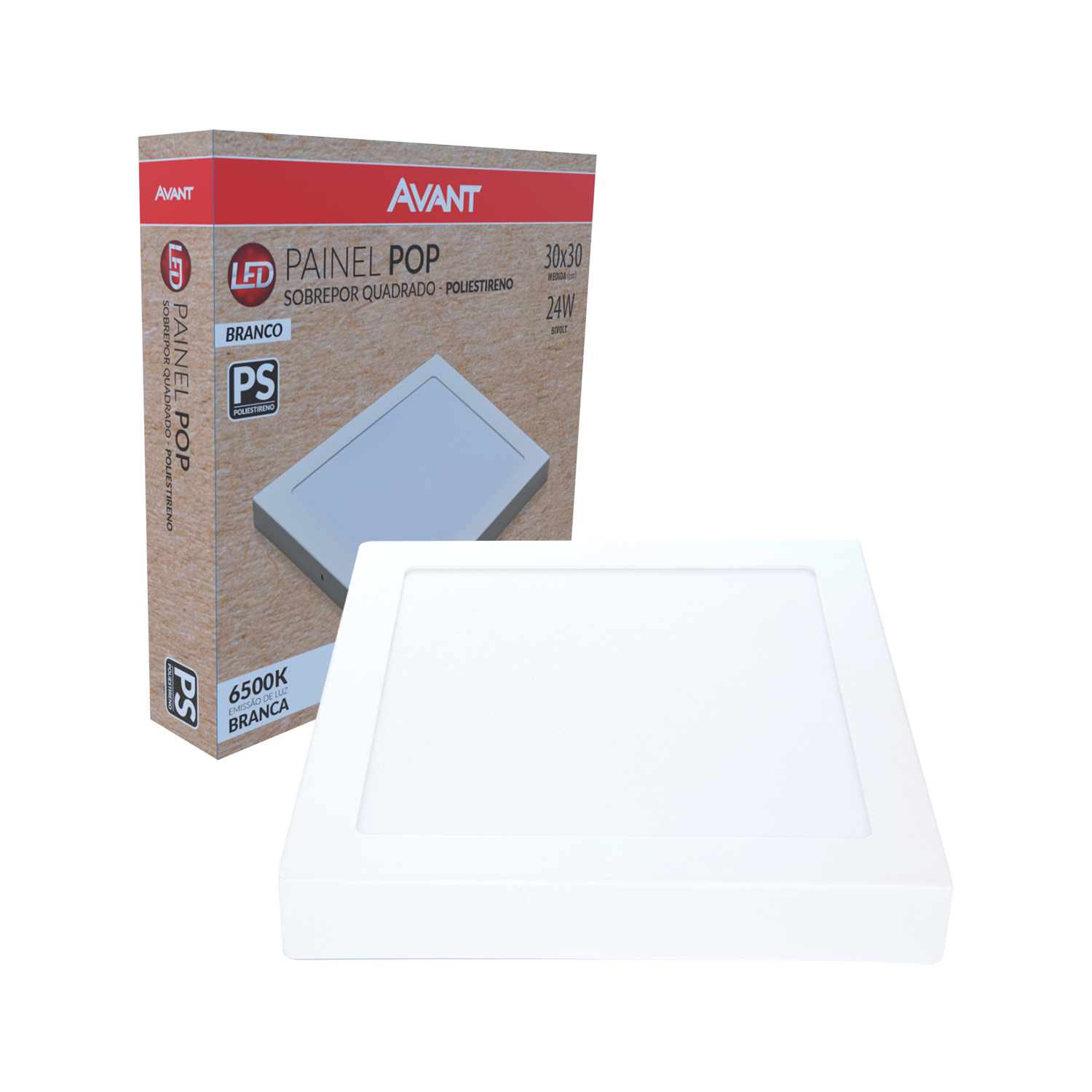 Imagem do produto Avant Painel POP LED Plafon de Sobrepor Quadrado 24W Bivolt 6500K Luz Branca