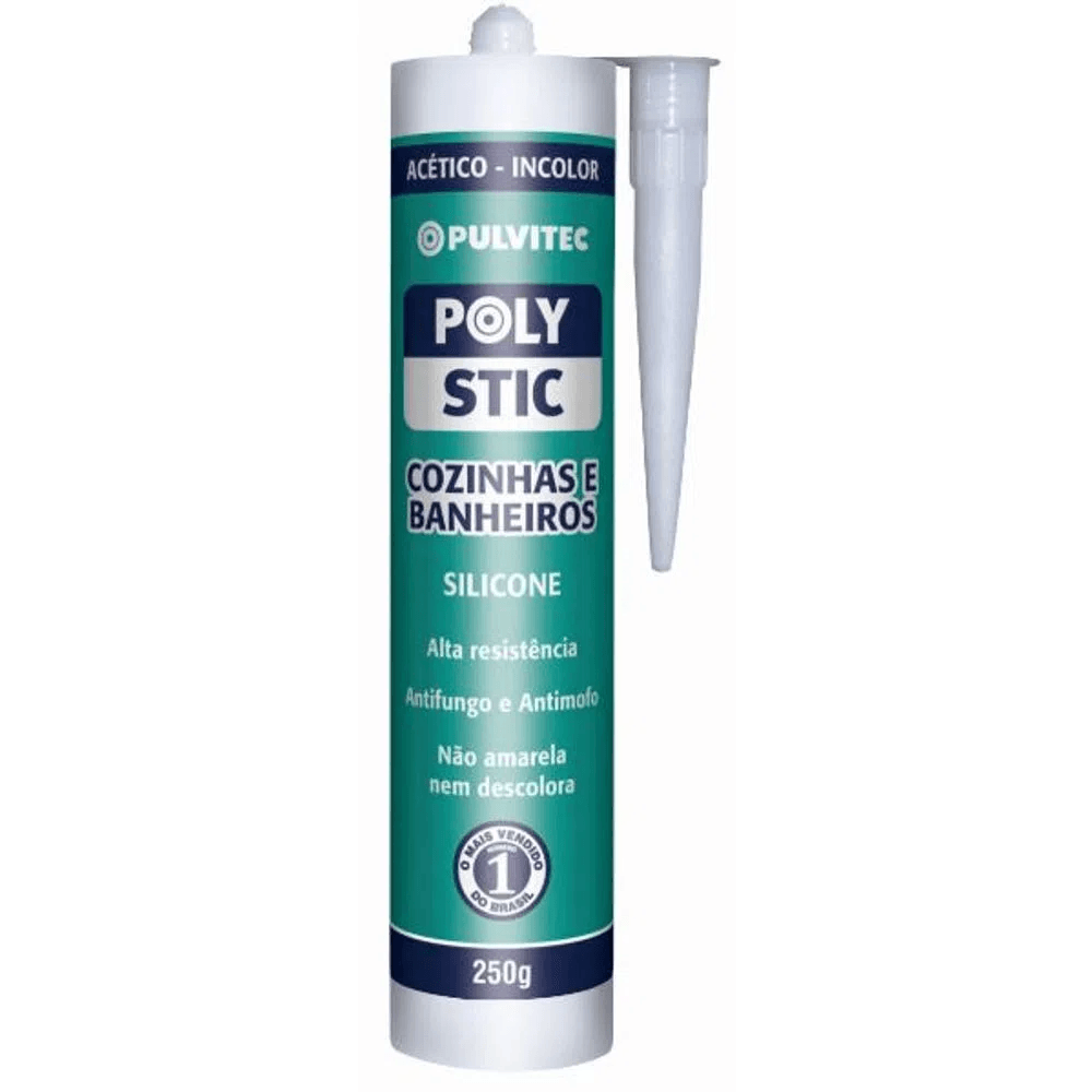 Imagem do produto Pulvitec Cola Silicone Polystic Cozinha e Banheiro Branco 250 g