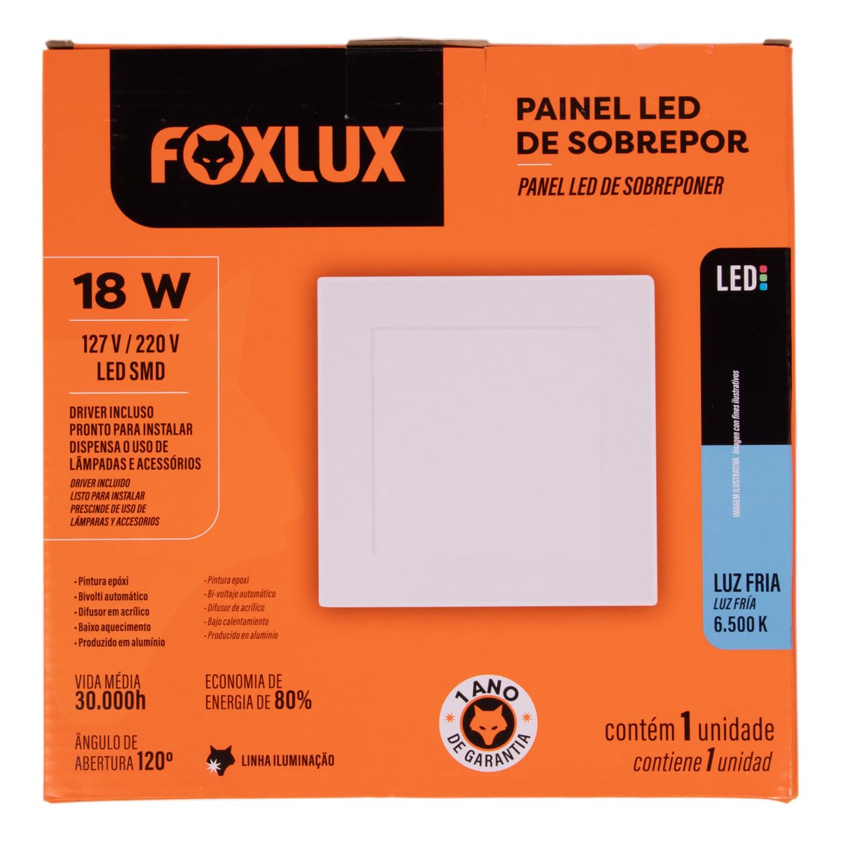 Imagem do produto PLAFON LED QUAD SOBR 18W 6500K FOX